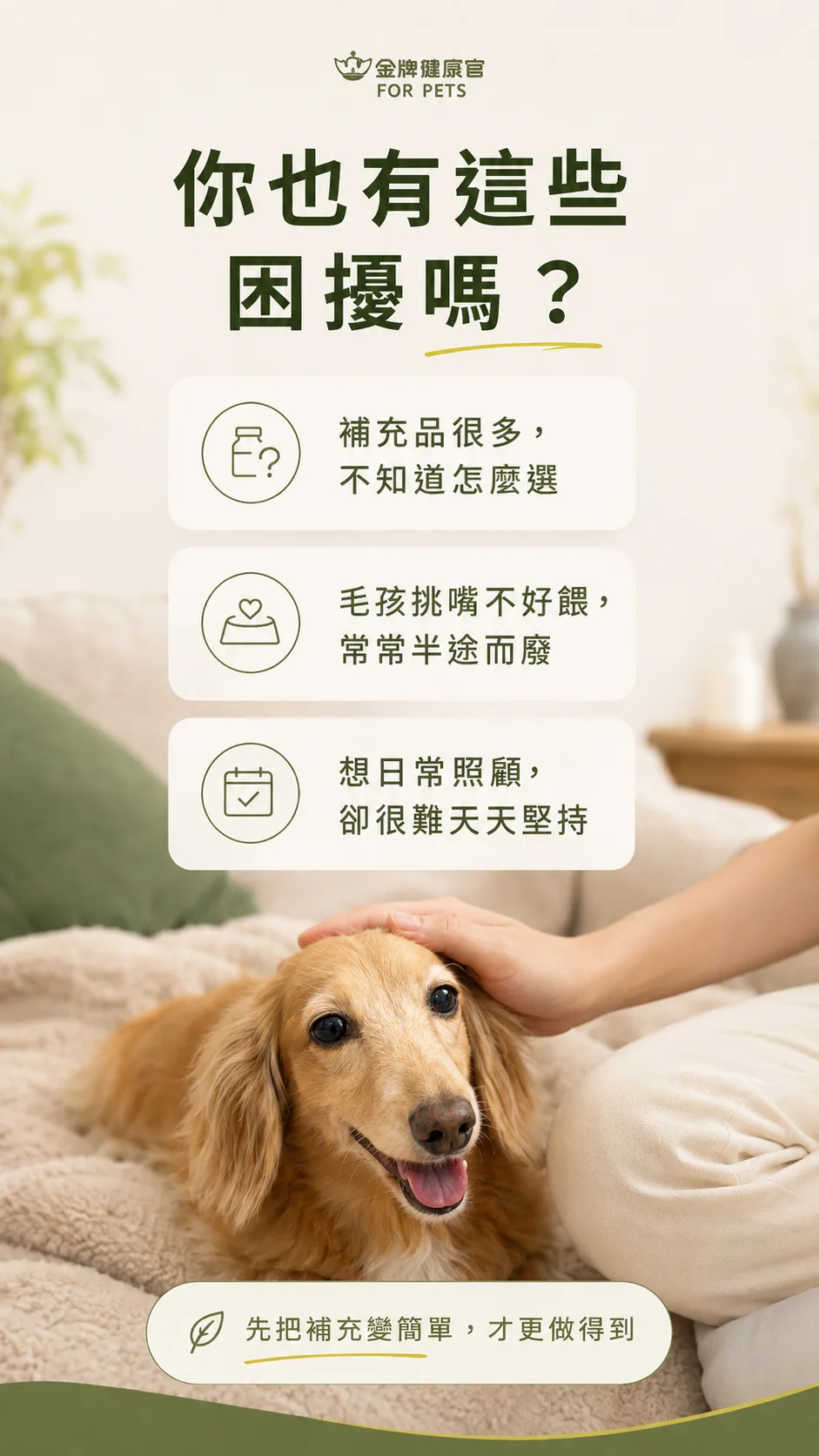 你也有這些困擾嗎？補充品難選、毛孩挑嘴、難以堅持